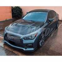 Infiniti Q50 2014-2018 için Yeni Tasarım Drifton Karbon Fiber Kaput Siyah 3K/6K/12K Dokuma Parlak ve Mat Kaplama