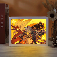Drop shipping Cartoon 3d Paper Carving Lamp Led Light Painting Anime Figures Photo Frame Led Night Light Bedside Anime Light Box