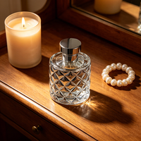 Flacon de parfum cylindrique tendance 30/50/100ML, flacons en verre transparent personnalisés pour huiles parfumées et liquides, avec bouchons