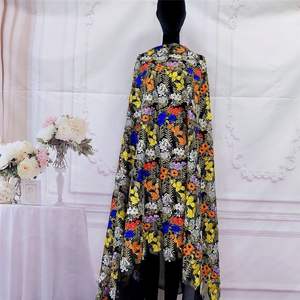 Fábrica de tela de encaje bordado malla de flores multicolor - Product Image 1