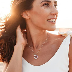Collana con Ciondolo a Cuore per Donna con Accento in Pietra Gioielli Classici alla Moda - Product Image 4