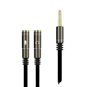 Magelei cabo divisor de áudio 3.5mm, cabo adaptador de entrada de áudio com microfone e fêmea 3.5mm 1 macho para 2 fêmea