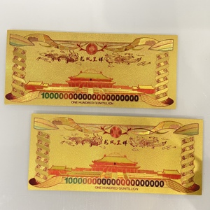 Banconota Cinese del Drago Giallo da 100 Quintilioni di Denaro Placcata in Foglia d'Oro 24k - Product Image 3