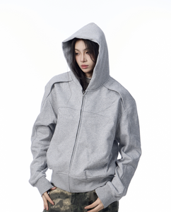 <span class=keywords><strong>Sweat</strong></span>-shirt à capuche gris pour <span class=keywords><strong>femme</strong></span>, style <span class=keywords><strong>vintage</strong></span> américain, tricoté, déstructuré, coupe ample, Cleanfit Front, collection Automne/Printemps - Product Image 3