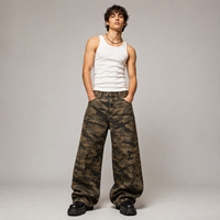 Fabricant OEM en gros de jeans baggy pour hommes, personnalisés, effet délavé, coupe oversize à jambe large, en denim de coton épais, style streetwear