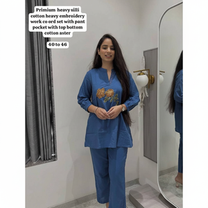 Ensemble de Cordons de Travail en Coton Brodé Tendance pour Femmes, Très Confortable, Style Casual, Fabricant en Gros en Inde - Product Image 1