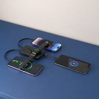 Batterie externe magnétique sans fil 10000mAh, charge rapide PD20W, câble double intégré, support pliable, écran numérique, chargeur portable