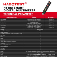 Habotest HT122/HT121 pena cerdas Digital, Multimeter presisi tinggi antibakar sepenuhnya identifikasi otomatis