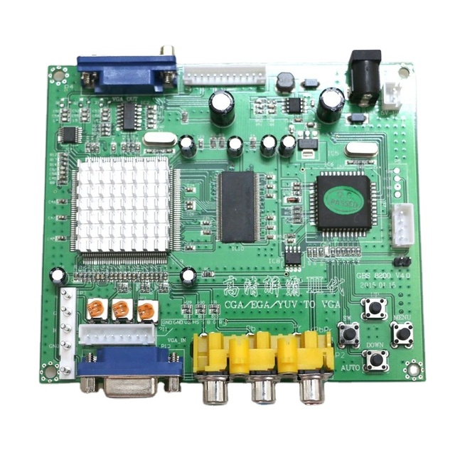 GBS8200 RGB/CGA/EGA/YUV VGA LCD HD Video Signal Converter Board Cable NEO GEO Arcade Game Machine Green PCB 220v Coin Pusher