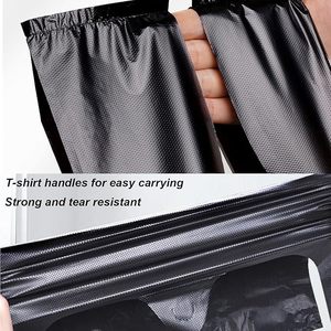 ถุงพลาสติกสีดำ Huamaohengchun แบบเสื้อยืด 100 ใบ ขนาด 12.6 นิ้ว x 6.5 นิ้ว x 21 นิ้ว สำหรับใส่ของชำ ซื้อของ ใช้ในบ้าน ซูเปอร์มาร์เก็ต ร้านอาหาร - Product Image 4