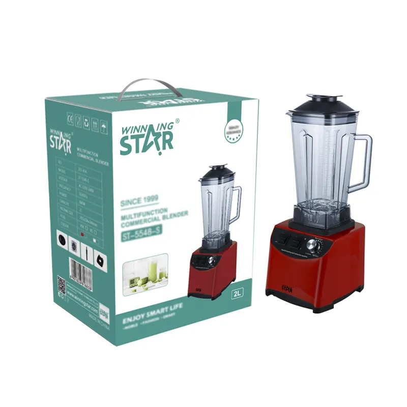 Máquina de liquidificador winning star, 800w, 2l, 26000rpm, 304, aço inoxidável, 6 lâminas, espremedor ST-5548-S, pvc, copo, parede, máquina de liquidificador