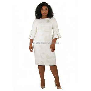 Nouvelle Robe Formelle Blanche de Cérémonie 2026 pour Femme Grande Taille 100% Polyester Respirante Longueur Genou Boutonnée Ensemble Vêtements Féminins - Product Image 2