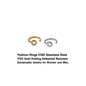Fashion <b>Rings</b> 316L Stainless Steel PVD Gold Plating Resistant Sustainable Jewelry for Women and Men - Product Image 2