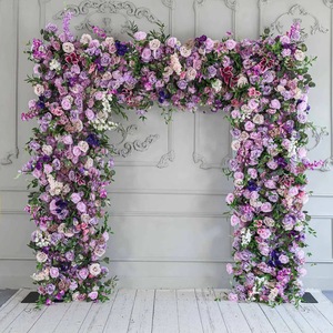 Arche carrée de fleurs artificielles pour scène de mariage, toile de fond rose en soie, décoration de mariage avec roses - Product Image 4