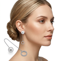 Anting Perak Sterling EX65 S925 Model Lingkaran Panjang Trendi, Anting Perak Sterling untuk Wanita