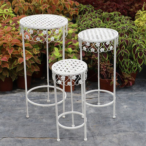 Ensemble de trois supports à fleurs hauts de style pastoral, combinaison de supports pour plantes en <span class=keywords><strong>pot</strong></span> (Pothos), décoration de <span class=keywords><strong>balcon</strong></span> et d'escalier à niveaux, finition vieillie - Product Image 1