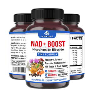 NAD+ Resveratrol Cúrcuma Quercetina de Alta Calidad para Adultos, Antioxidante, Antienvejecimiento, Salud Celular, Apoyo Energético, 60 Cápsulas - Product Image 3
