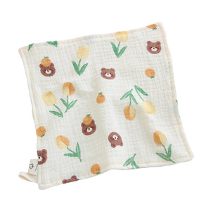 Toalla Facial para Bebé Recién Nacido, Cuatro Capas de Gasa, Estampada, Suave, Absorbente, con Dibujos Animados, Pequeña Toalla Cuadrada para Saliva - Product Image 1