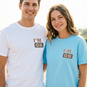 Magliette estive abbinate per la famiglia <span class=keywords><strong>con</strong></span> scritta I'M OK, vestibilità ampia, per uomo, donna e bambino - Product Image 4