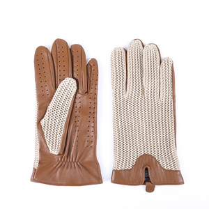 Vente Chaude Nouveau Style Gants pour Homme Printemps Été en Cuir Nappa de Mouton Véritable Non Doublés Tricotés au Crochet Aérés pour Vélo Conduite Cyclisme L - Product Image 1