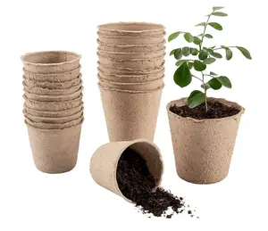 Biodegradable Plants Peat Pots Herb Seed Starting Paper Pots Round Square Garden Germination Nursery Pot with Drainage Holes