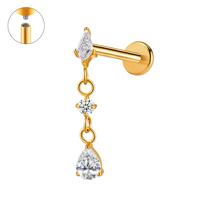 Joyería de Titanio G23/F136 para Perforaciones Corporales, 16G, Flor, Rosca Interna, Labret, Colgante, Arete para Lóbulo de la Oreja, Piercing de Nariz, Arete Helix, para Regalo