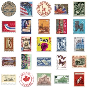 Autocollants de timbre de <span class=keywords><strong>voyage</strong></span> Vintage, étiquette Scrapbook, décoratif, en vinyle imperméable, mat, découpé, Diy bricolage, 5/50 pièces - Product Image 4