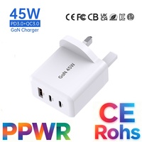 Chargeur mural rapide PD 45W Tommox pour tablette portable et téléphone mobile, adaptateur de chargeur pour iPad, iPhone 45W, Samsung, type C
