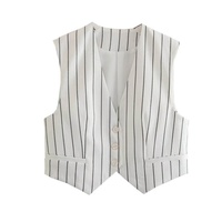 Costumes pour femmes, mode d'été, blazer rayé à double boutonnage, rétro élégant, col en V, manches longues, blazer pour femmes