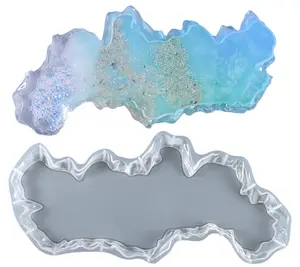 HY epoksi reçine kalıp düzensiz tepsisi kalıp büyük yaratıcı Geode akik Coaster kalıpları döküm masa DIY sanat ev dekorasyon