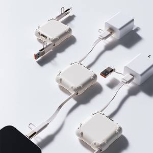 Câble de charge rapide télescopique 3 en 1, 1 m, réutilisable, blindé, multifonction, en PVC tressé, pour ordinateur, caméra, mobile - Product Image 2