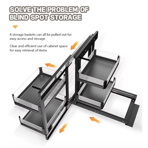 Soft Close Magic Corner <b>Kitchen</b> Cabinet Organizer <b>Pull</b> <b>Out</b> <b>Basket</b> Blind Corner Storage Drawer for L-Shape <b>Kitchen</b> Cabinet - Product Image 3