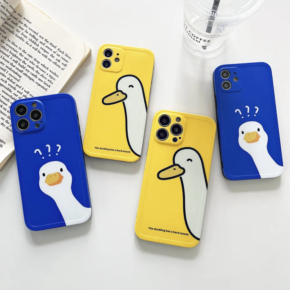 New Design Cartoon Question Duck Phone Case For iPhone for iPhone 11 13 Pro Klein Blue Colors Soft TPU Phone Accessories Case