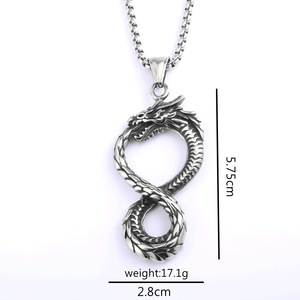 Moda Baskın Eden Ejderha Ursus Yüzük Kolye Paslanmaz Çelik Renk Koruyucu Punk <span class=keywords><strong>Retro</strong></span> Erkek Takısı Stokta - Product Image 6