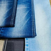 Tissu denim délavé bleu extra profond 196A 3K, haute élasticité, 70 % coton, 27 % polyester, 3 % élasthanne, 11,5 oz, pour jeans et pantalons