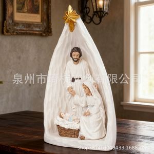 Juego de Natividad de Resina de Estilo Europeo, Tres Piezas, Figuras Religiosas, Decoración para Sala de Estar o Escritorio, Regalo - Product Image 4