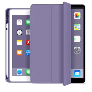 새로운 iPad 7 세대 10.2 "연필 홀더 슬림 경량 스탠드 커버 Apple ipad A2197 용 자동 깨우기/수면