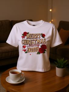 T-Shirt Crop Retrò da Donna, Manica Corta, Collo Tondo, Stampa per San Valentino e Natale, Top Casual 100% Cotone Jersey, Primavera Estate - Product Image 2