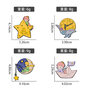 Prince Fox Metal Pin Custom Moon Star Paper Boat Whale Cute spilla spille da bavero distintivi Kawaii Hat Jewelry Gift Pins - Product Image 2