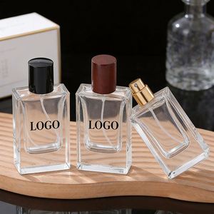 Premium Quality 30ml Bottom Square Glass Perfume <b>Bottles</b> Fine Mist <b>Spray</b> Beech Wood Cap Refillable <b>Empty</b> Clear <b>Bottles</b> Low MOQ - Product Image 2