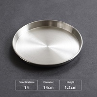 Plateau de service rond en acier inoxydable 304, finition brossée, assiette à dessert et à collation, restaurant, café, hôtel, fête