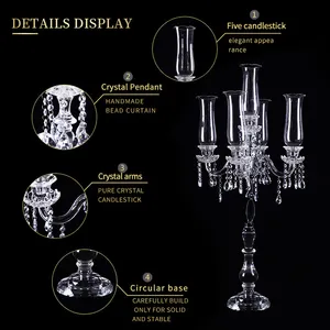 Chandelier en cristal à cinq têtes de style européen, accessoires de mariage, ornements de chandelier, vente en gros