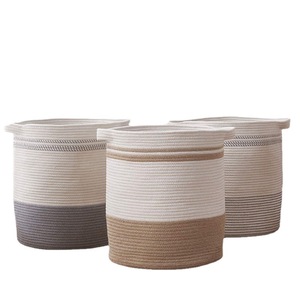 Prix d'usine Grands paniers de rangement tissés <span class=keywords><strong>Panier</strong></span> <span class=keywords><strong>à</strong></span> <span class=keywords><strong>linge</strong></span> <span class=keywords><strong>Panier</strong></span> de rangement en corde de coton avec poignée - Product Image 2