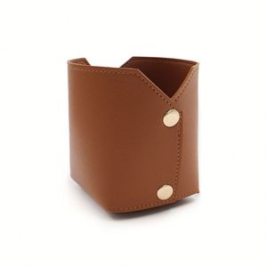 <b>Foldable</b> Leather Pen Holder <b>Desk</b> Organizer Multifunctional Storage Bucket for Office Stationery & Cosmetics Brush - Product Image 4