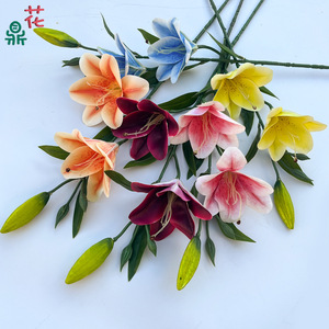 Flores Artificiales de Lirio, Hechas a Mano en Seda, Realistas, Decoración para el Hogar, Decoración para Bodas, Estilo Moderno - Product Image 1