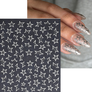 Pegatinas de <span class=keywords><strong>Uñas</strong></span> con Estrellas Huecas Doradas <span class=keywords><strong>y</strong></span> Plateadas, Estilo Y2K, Líneas Irregulares de Pentagrama, Adhesivos para <span class=keywords><strong>Uñas</strong></span>, Decoración de Manicura DIY - Product Image 4