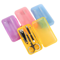 Ensemble de 4 coupe-ongles en acier au carbone avec étui en plastique, kit de manucure, outils de toilettage, boîte cadeau promotionnelle, kits jetables