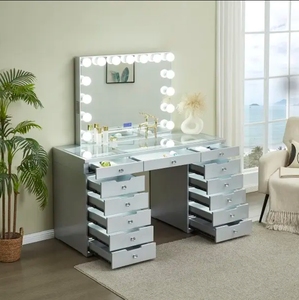 DISPONIBILE NEL MAGAZZINO USA: Graziosa Toeletta Rosa con 13 Cassetti e Molteplici Spazi di Archiviazione, Adatta per Soggiorno e Camera da Letto - Product Image 4