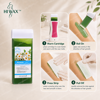 Cera Depilatoria en Roll-On de 100g con Azuleno y Miel, Personalizable con Logotipo, Cera Suave y Dura en Cartucho para Depilación de Piernas, Brazos y Cuerpo, Suministros de Belleza