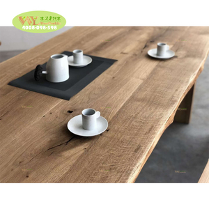 Oak Wide Plank Wood <strong>Butcher</strong> Block <strong>Table</strong> Live Edge Wooden Office <strong>Table</strong> Desk - Product Image 6